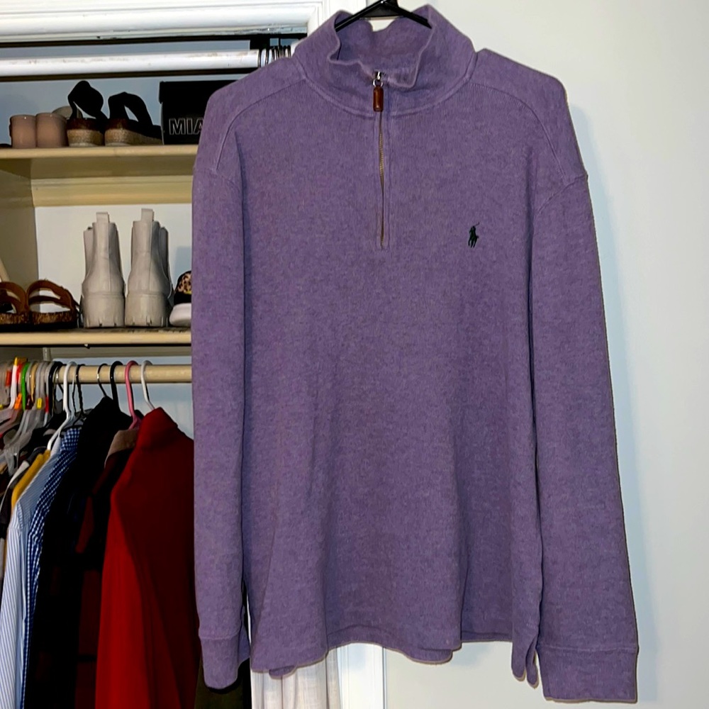 Polo by Ralph Lauren Mens Large Quarter Zip Purple